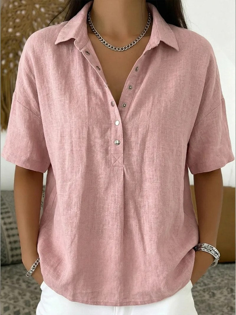 Zenova® | Collared Blouse with Button Detail